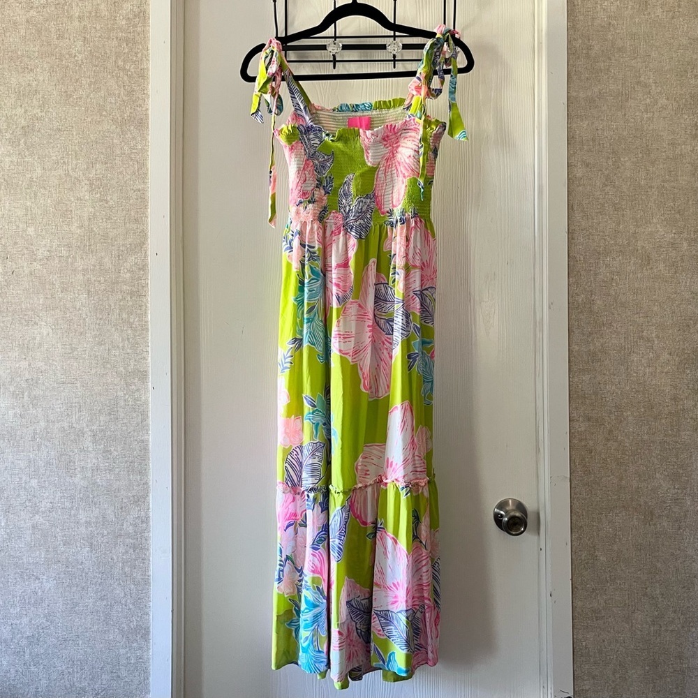 Lilly Pulitzer Rivera Midi Sundress Matcha Green Boho Babe with Pockets - Picture 4 of 9
